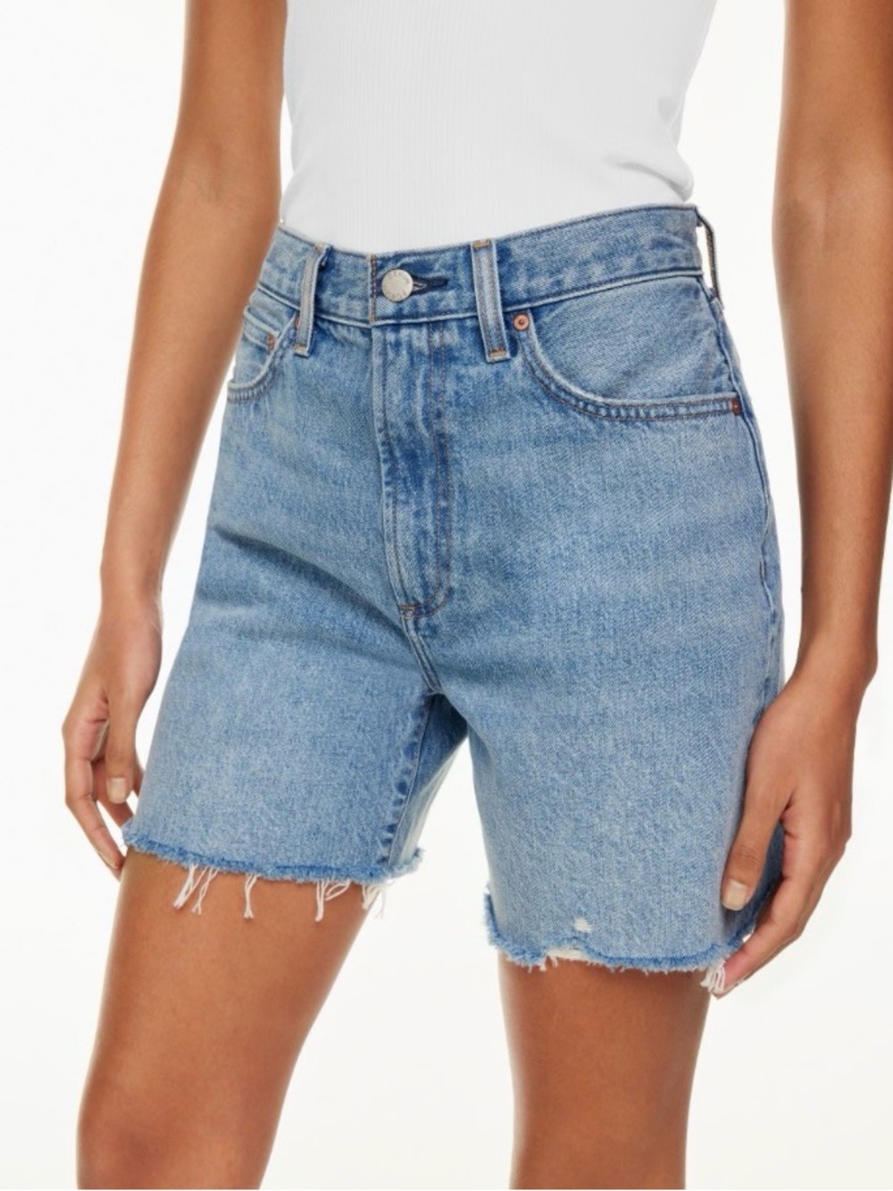 Aritzia DENIM FORUM Denim Cutoff Shorts 90s Danny Hi-Rise Baggy Size 26 EUC